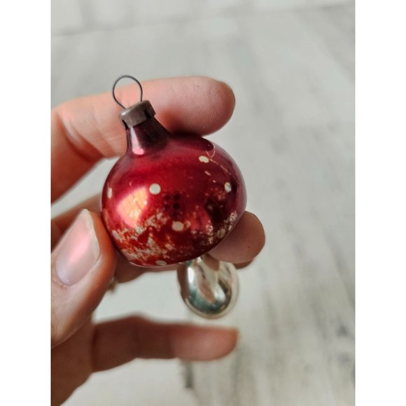 Vintage Mercury glass mushroom mini ornament Xmas tree red - Picture 5 of 9